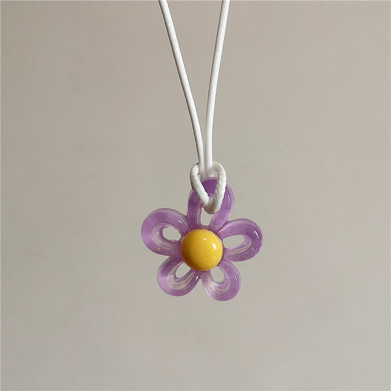 Collier avec Pendentif Fleur Colorée violet