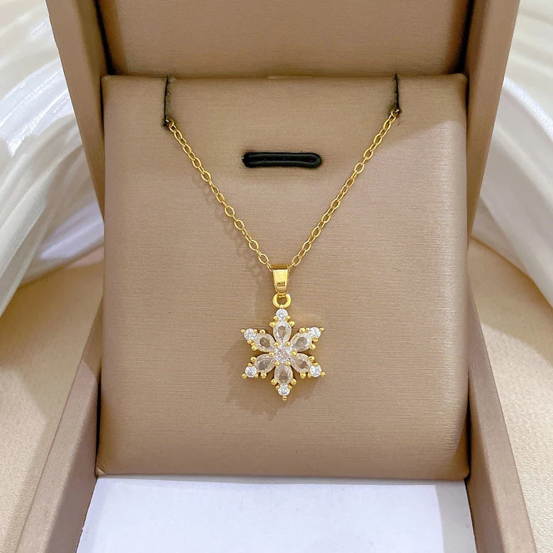 Collier avec Pendentif Flocon de Neige en Cristal