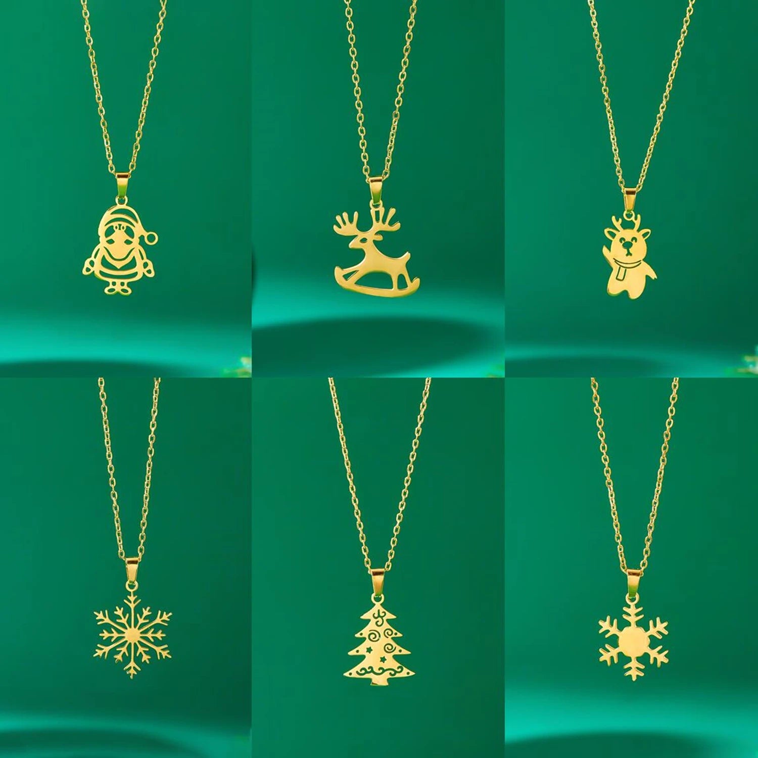 Collier avec Pendentif Hivernal Renne or