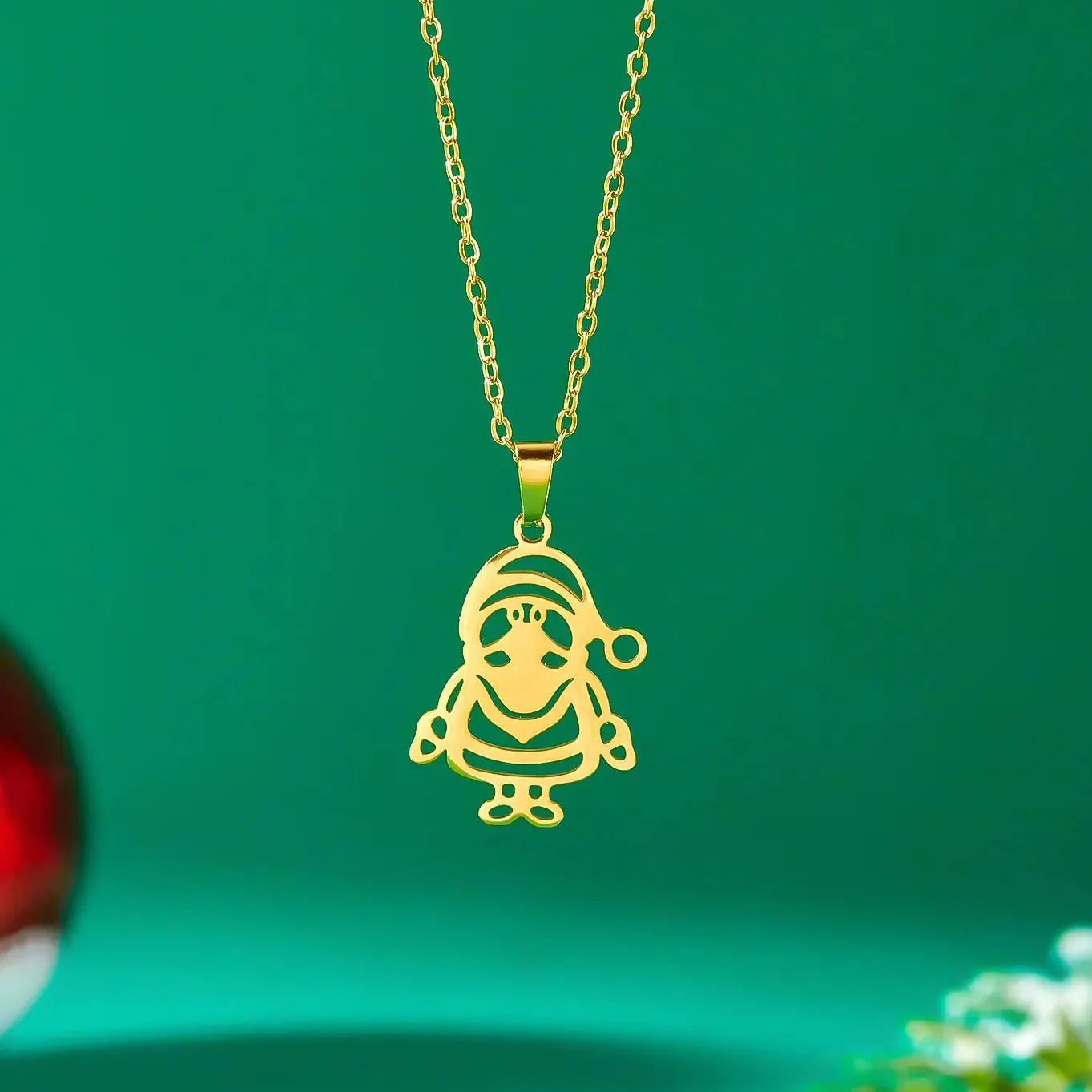 Collier avec Pendentif Hivernal père Noël or