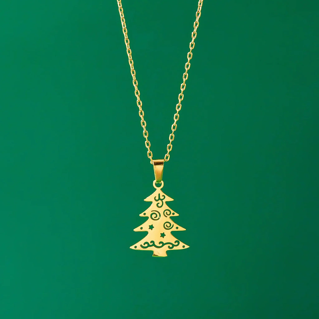 Collier avec Pendentif Hivernal sapin or