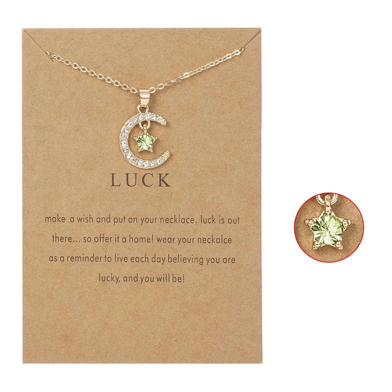 Collier avec Pendentif Lune en Strass Pierre de Naissance