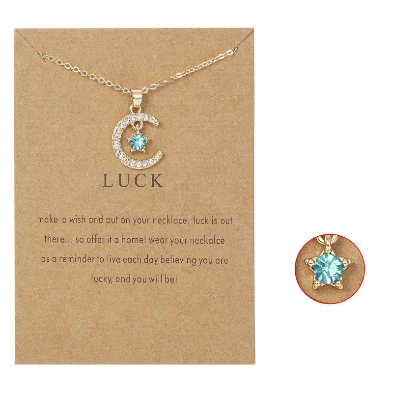 Collier avec Pendentif Lune en Strass Pierre de Naissance