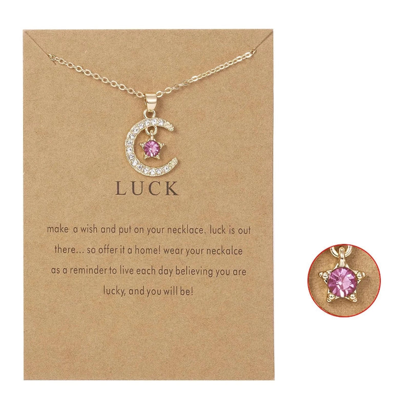 Collier avec Pendentif Lune en Strass Pierre de Naissance