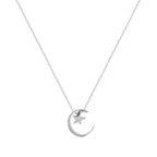 Collier avec Pendentif Lune et Etoile en Crystal