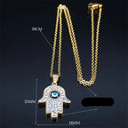 Long necklace with pendant for protection against the evil <span data-glossary-id="oeil">eye</span> and Arabic Fatma's hand