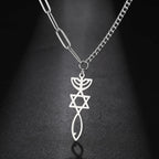 Collana con ciondolo Menorah Messianica e Stella di David argento