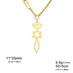 Collana con ciondolo Menorah Messianica e Stella di David oro