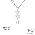 Collana con ciondolo Menorah Messianica e Stella di David argento
