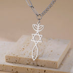Collana con ciondolo Menorah Messianica e Stella di David argento