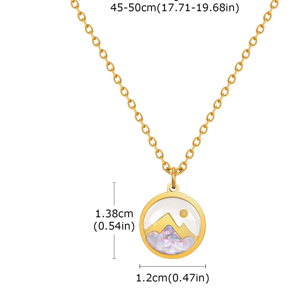 Collier avec Pendentif Montagne et Lune