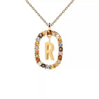 Collier avec pendentif ovale initiale r