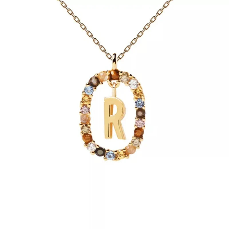 Collier avec pendentif ovale initiale r