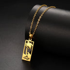 Halskette mit Palmen- und Strandwellen-Anhänger, Gold