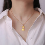 Halskette mit Palmen- und Strandwellen-Anhänger, Gold