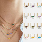 Collier avec pendentif pierre de naissance en forme d'oeil 