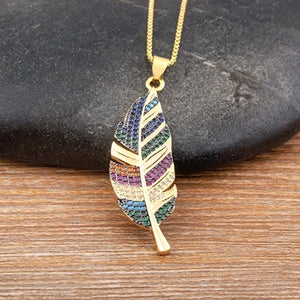 Collier avec Pendentif Plume et Zircon 6