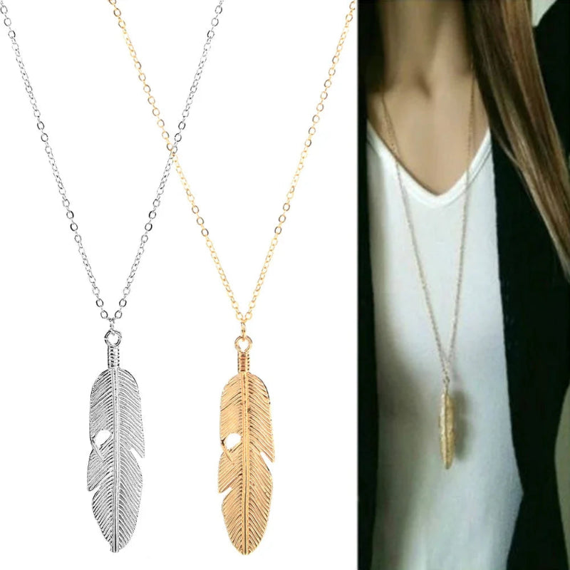 Collier avec Pendentif Plume pour Homme ou Femme or
