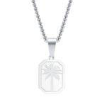 Collier avec Pendentif Rectangulaire Palmier argent