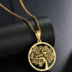 Collier avec Pendentif Rond Arbre de Vie pour Femme or