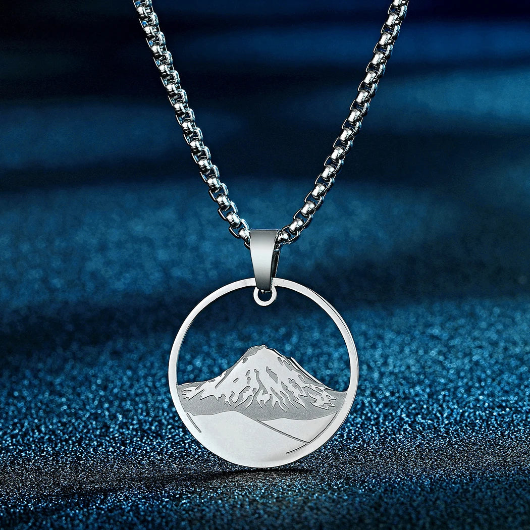 Collier avec Pendentif Rond Montagne argent