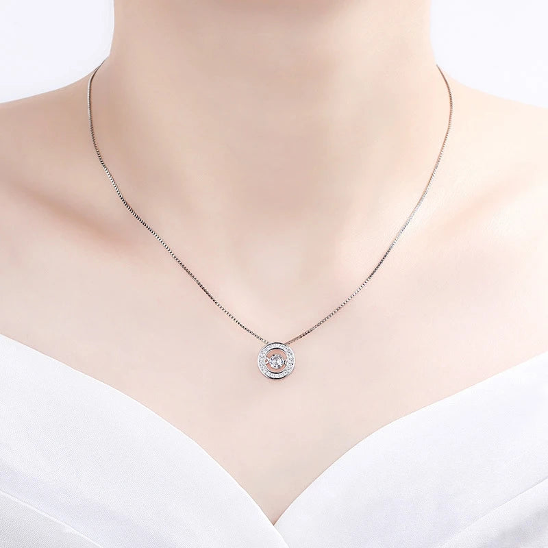 Collier avec Pendentif Rotatif Anti-stress en Zircon