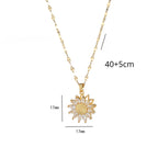 Collier avec Pendentif Rotatif Fleur en Zircon contre l'Anxiété