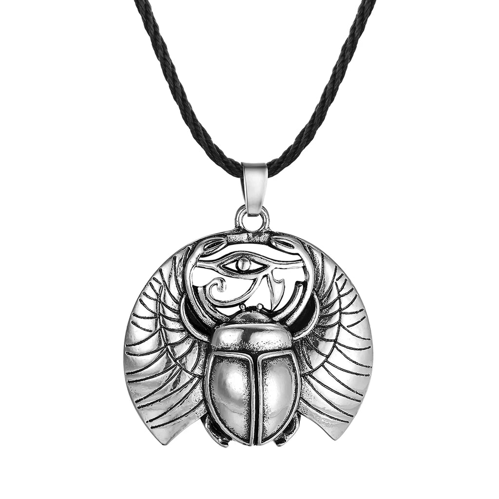 Collier avec Pendentif Scarabée et Oeil d'Horus Egyptien argent