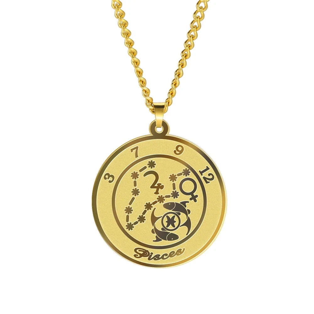 Collier avec Pendentif Signe du Zodiaque Astrologique Homme ou Femme