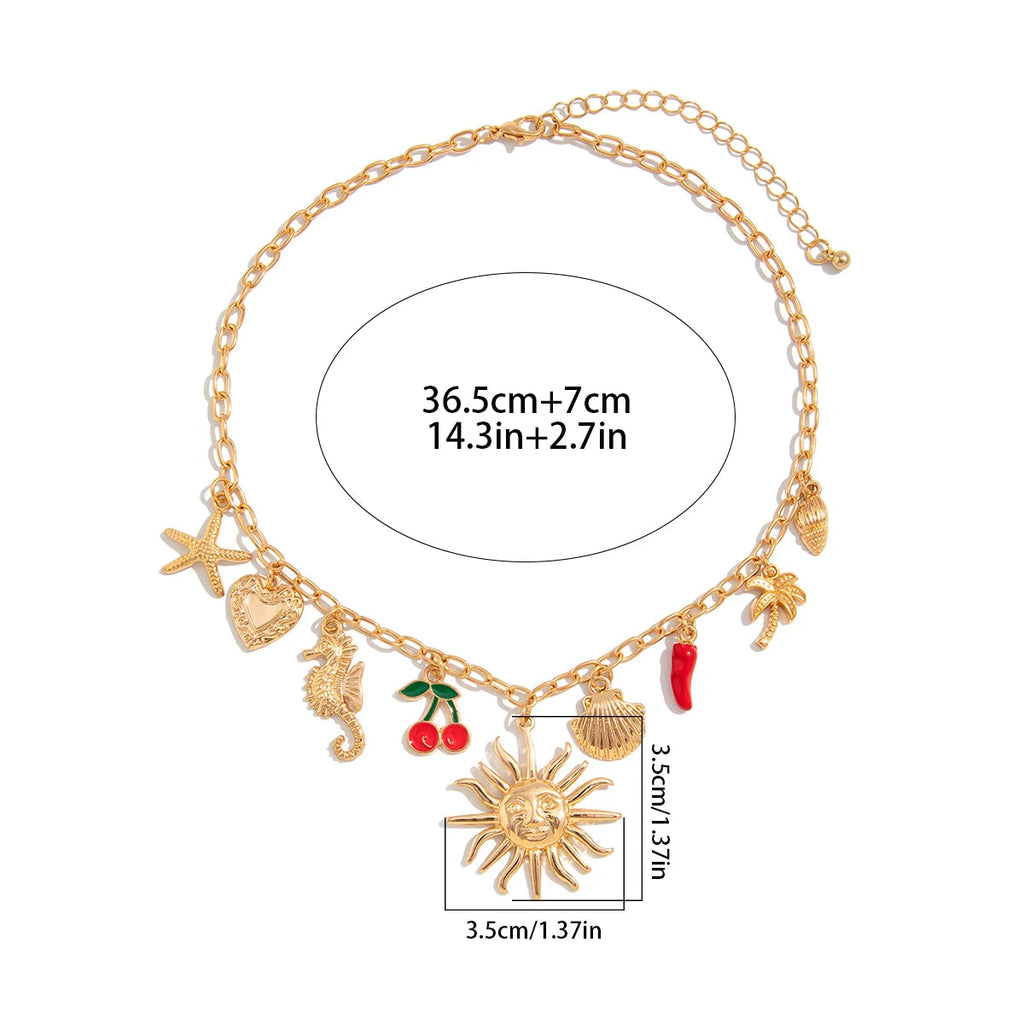 Collier avec Pendentif Soleil et Coquillages
