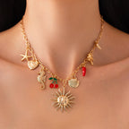 Collier avec Pendentif Soleil et Coquillages 1