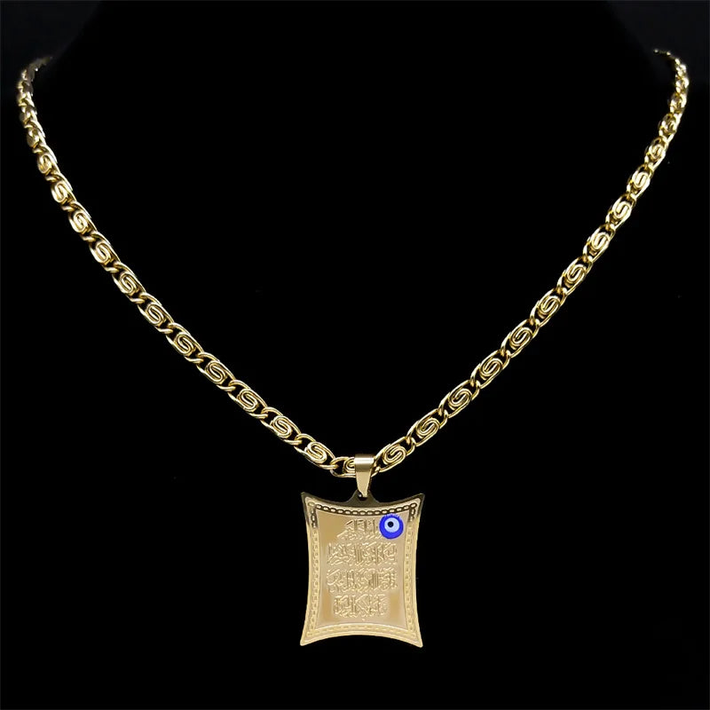 Dolga ogrlica z obeskom amulet Ayatul Kursi arabski islam musliman 