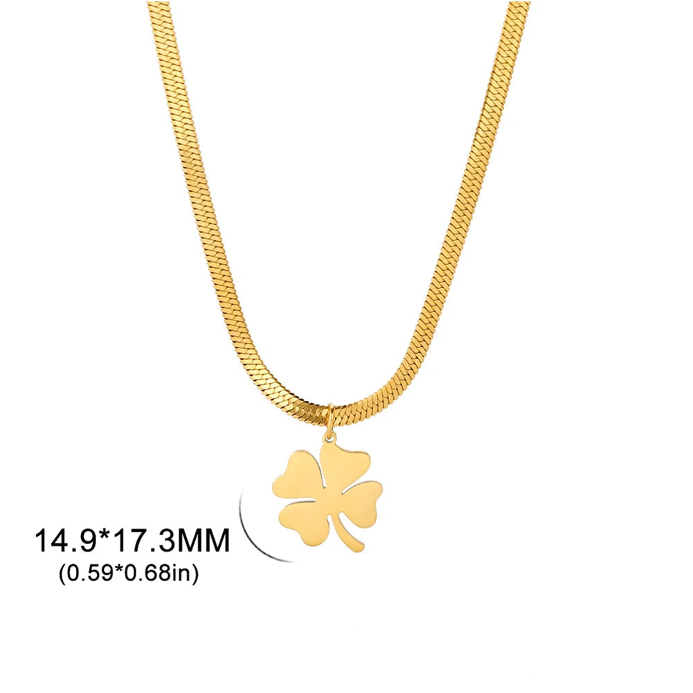 Collier avec Pendentif Trèfle à 4 Feuilles Porte Bonheur
