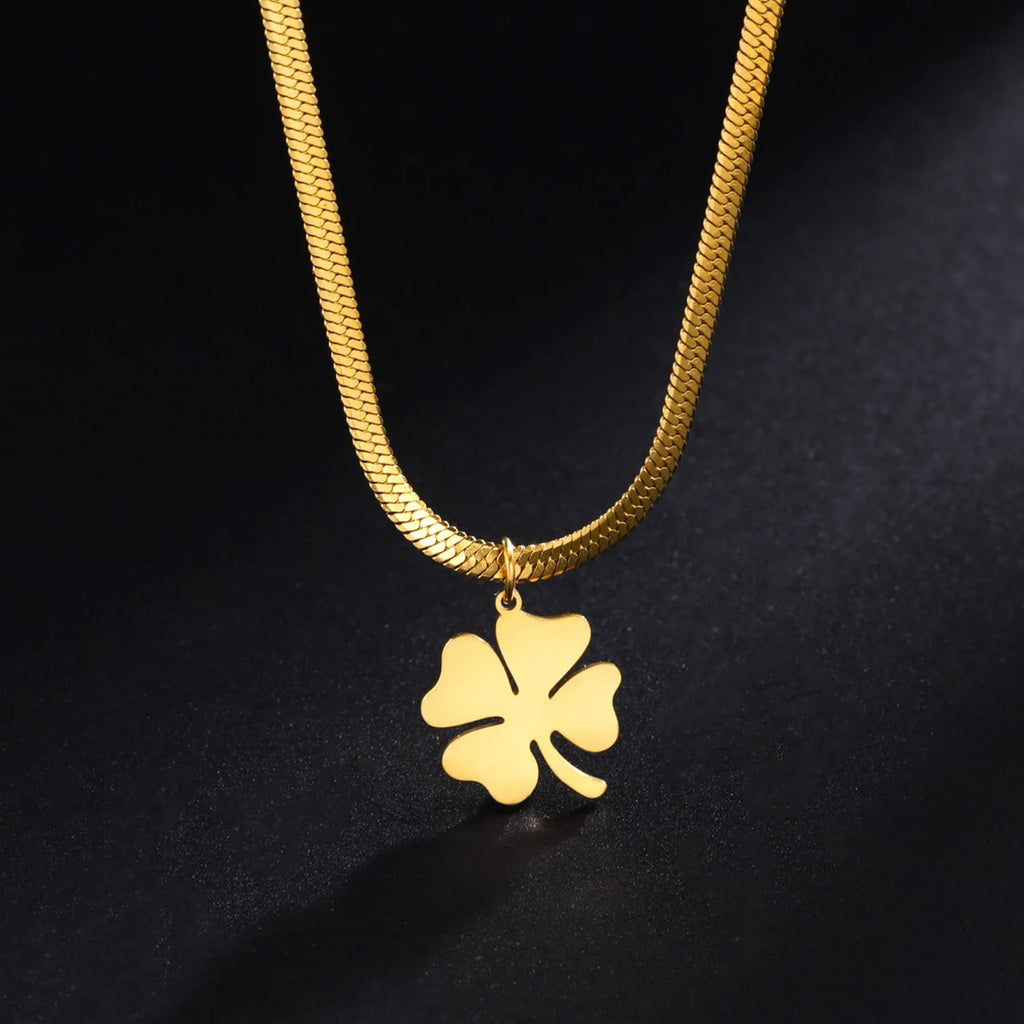Collier avec Pendentif Trèfle à 4 Feuilles Porte Bonheur or
