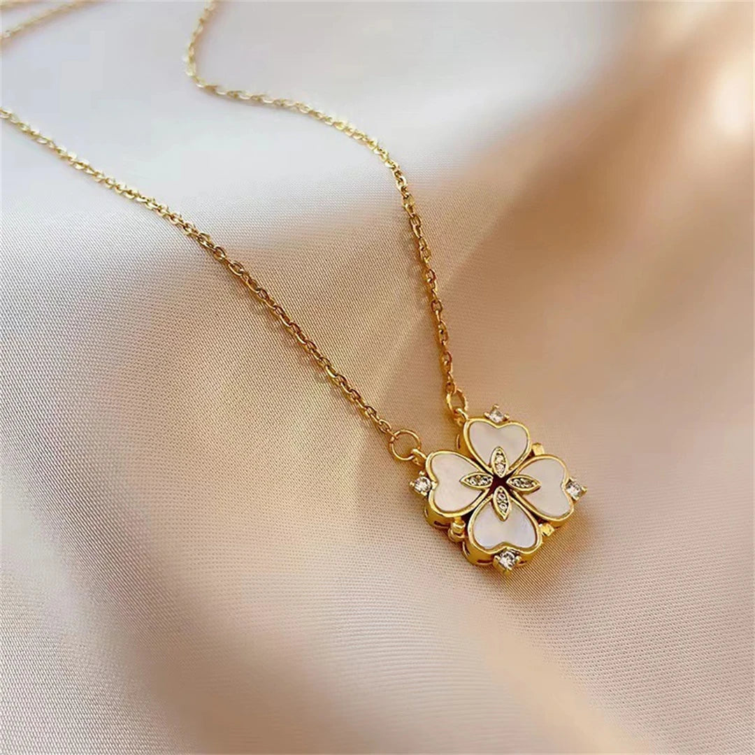 Collier Ras de Cou avec Pendentif Trèfle à 4 Feuilles Porte Bonheur or