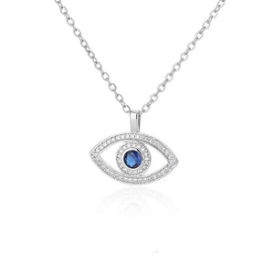 Collier Avec Pendentif Zircon Mauvais Oeil Bleu Turc argent