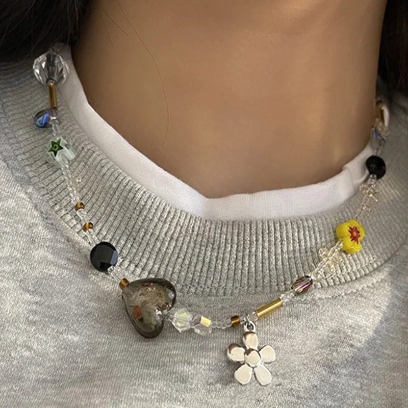 Collier avec Pendentifs Fleurs pour Femme
