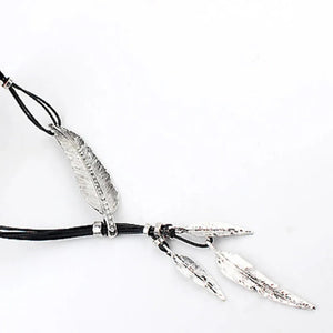 Collier avec Pendentif Plumes argent