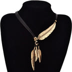 Collier avec Pendentif Plumes or
