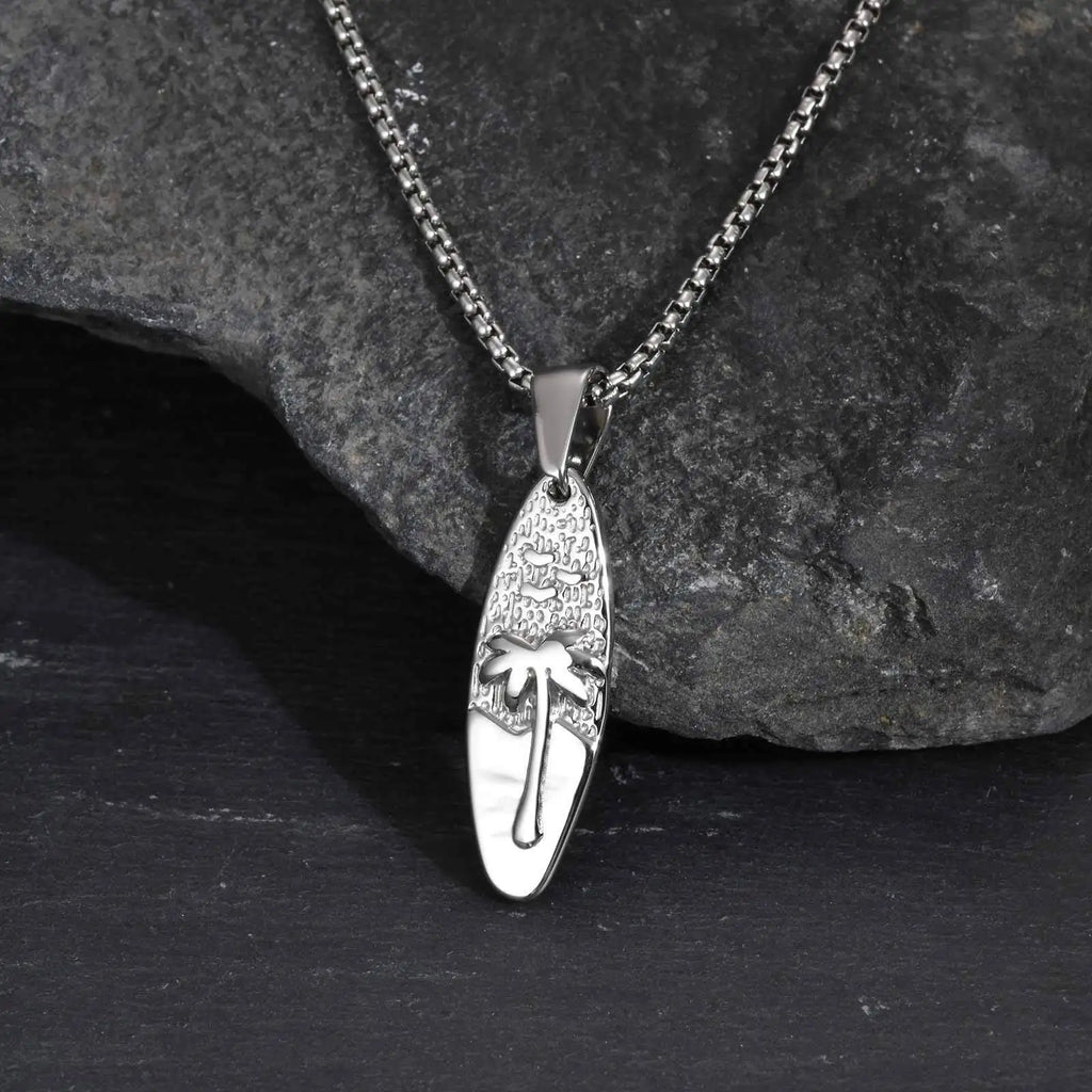 Halskette mit kleinem Palmen- und Meer-Anhänger aus Silber