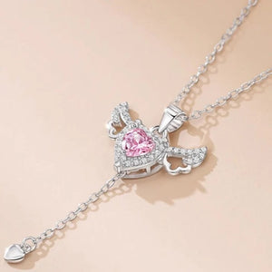 Collier Coeur Ailes d'Ange rose