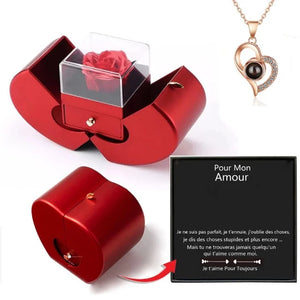 Collier Cœur Amour avec Boîte Surprise et Petit Mot Doux