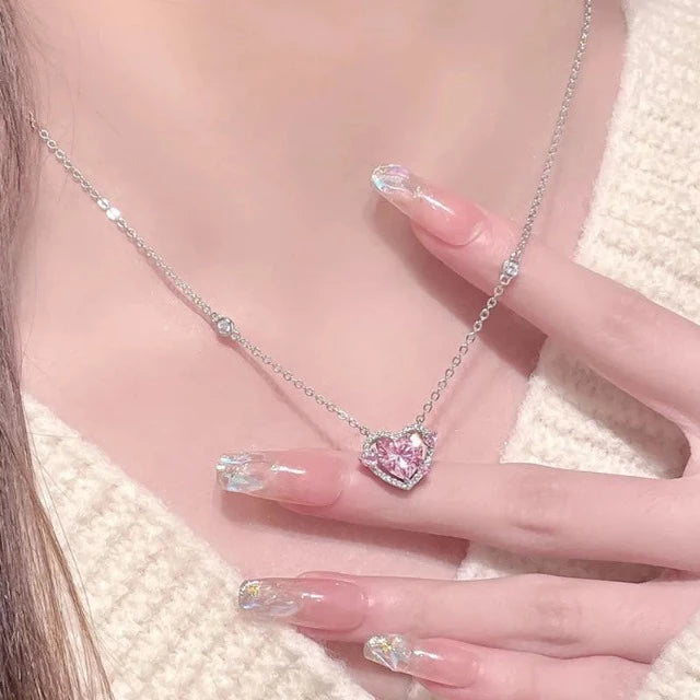 Collier Cœur Brillant pour Femme en Argent Véritable