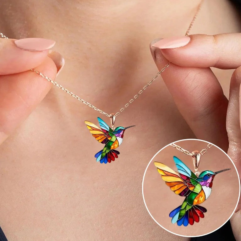 Collier Colibri Arc-en-Ciel Eloria