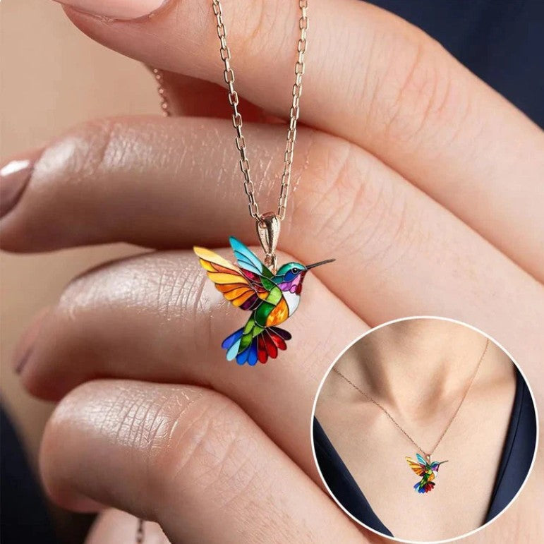 Collier Colibri Arc-en-Ciel Eloria