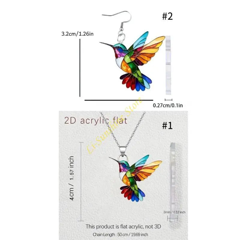 Collier Colibri Arc-en-Ciel Eloria