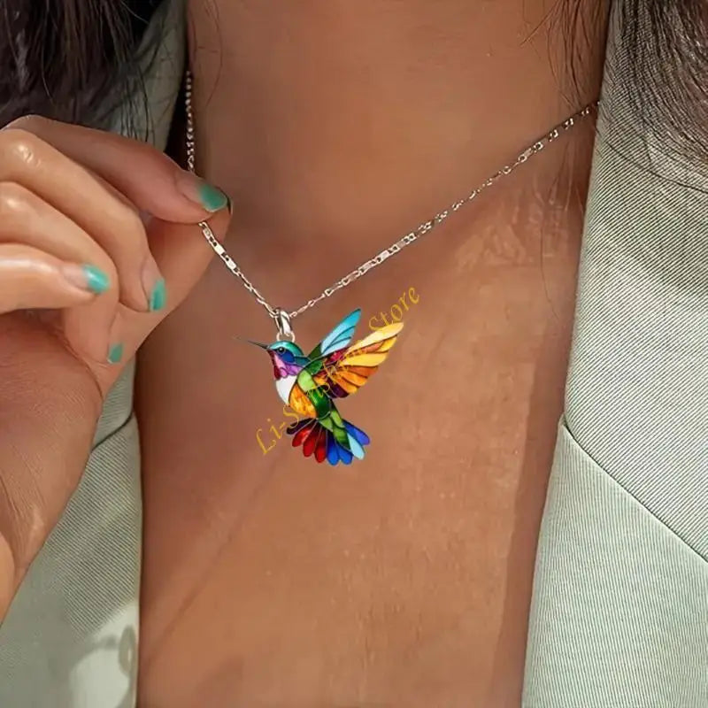 Collier Colibri Arc-en-Ciel Eloria
