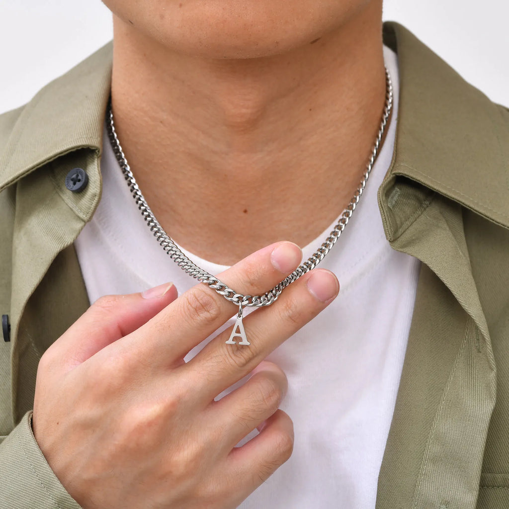 Herenketting met gepersonaliseerde initiaalhanger a
