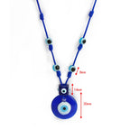 Collier en corde avec grand pendentif oeil bleu