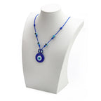Collier en corde avec grand pendentif oeil bleu